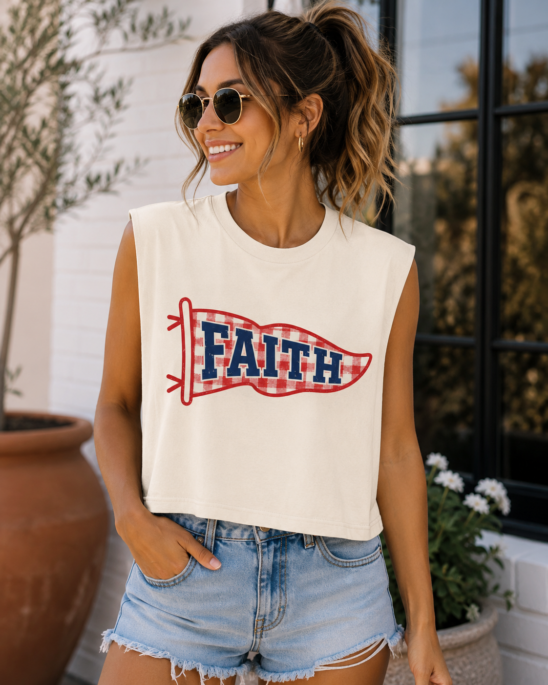 Faith Pennant Tank Cream