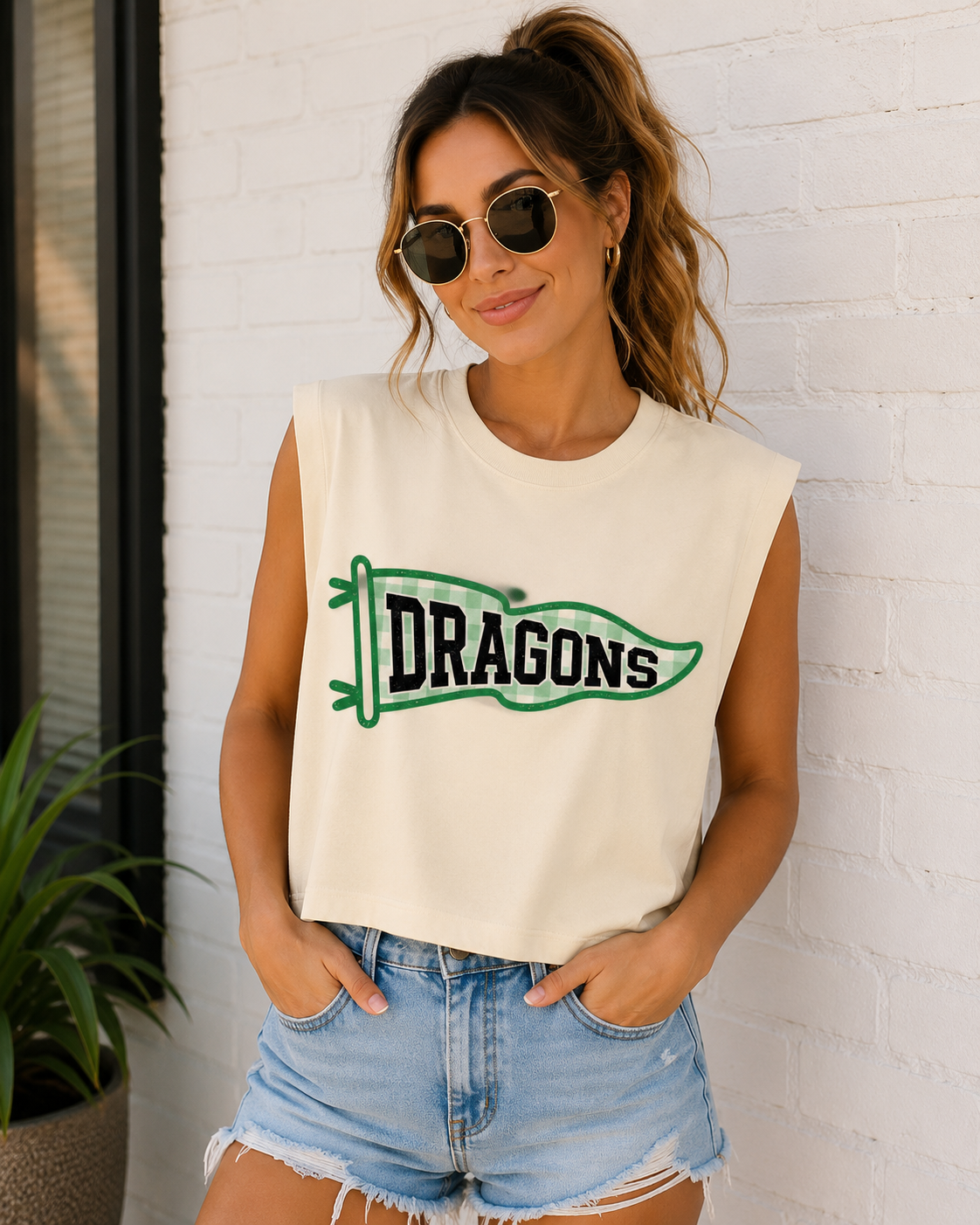 Dragon Pennant Tank Cream